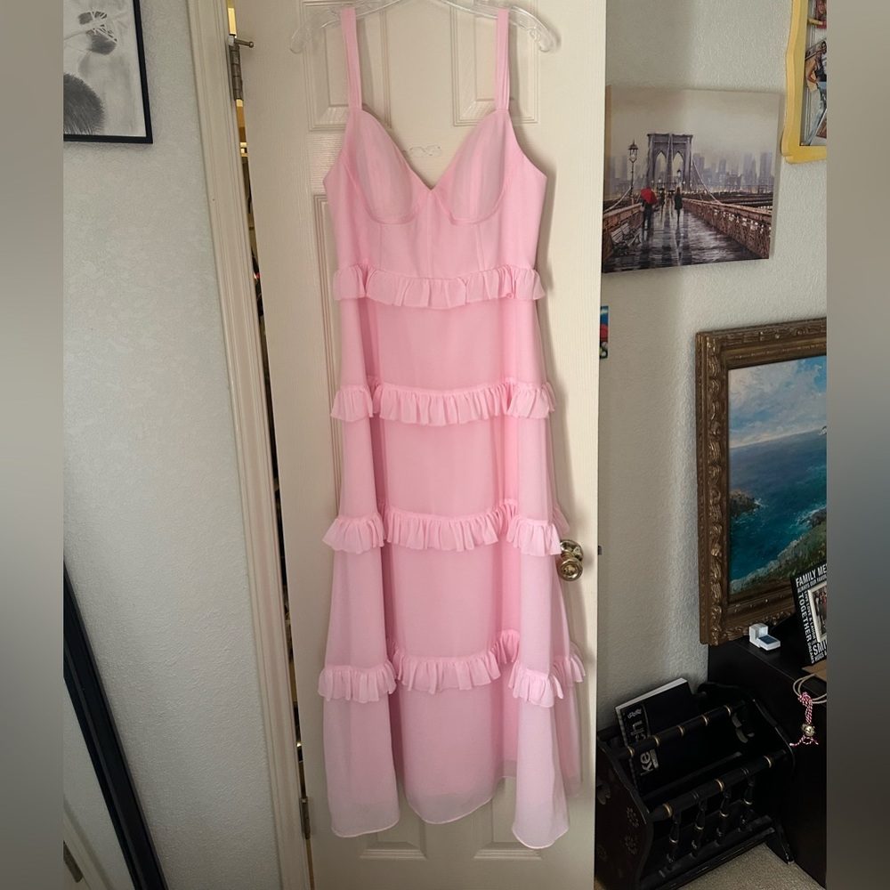 Elegant Pink Ruffle Dress